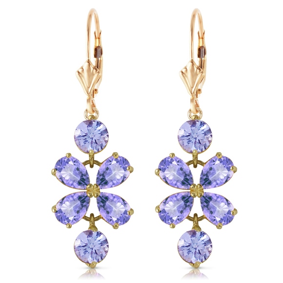 GOLD CHANDELIERS EARRING WITH NATURAL TANZANITES